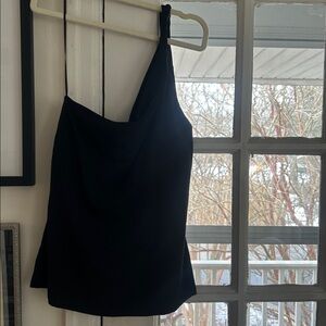 Lands' End one shoulder Black Top